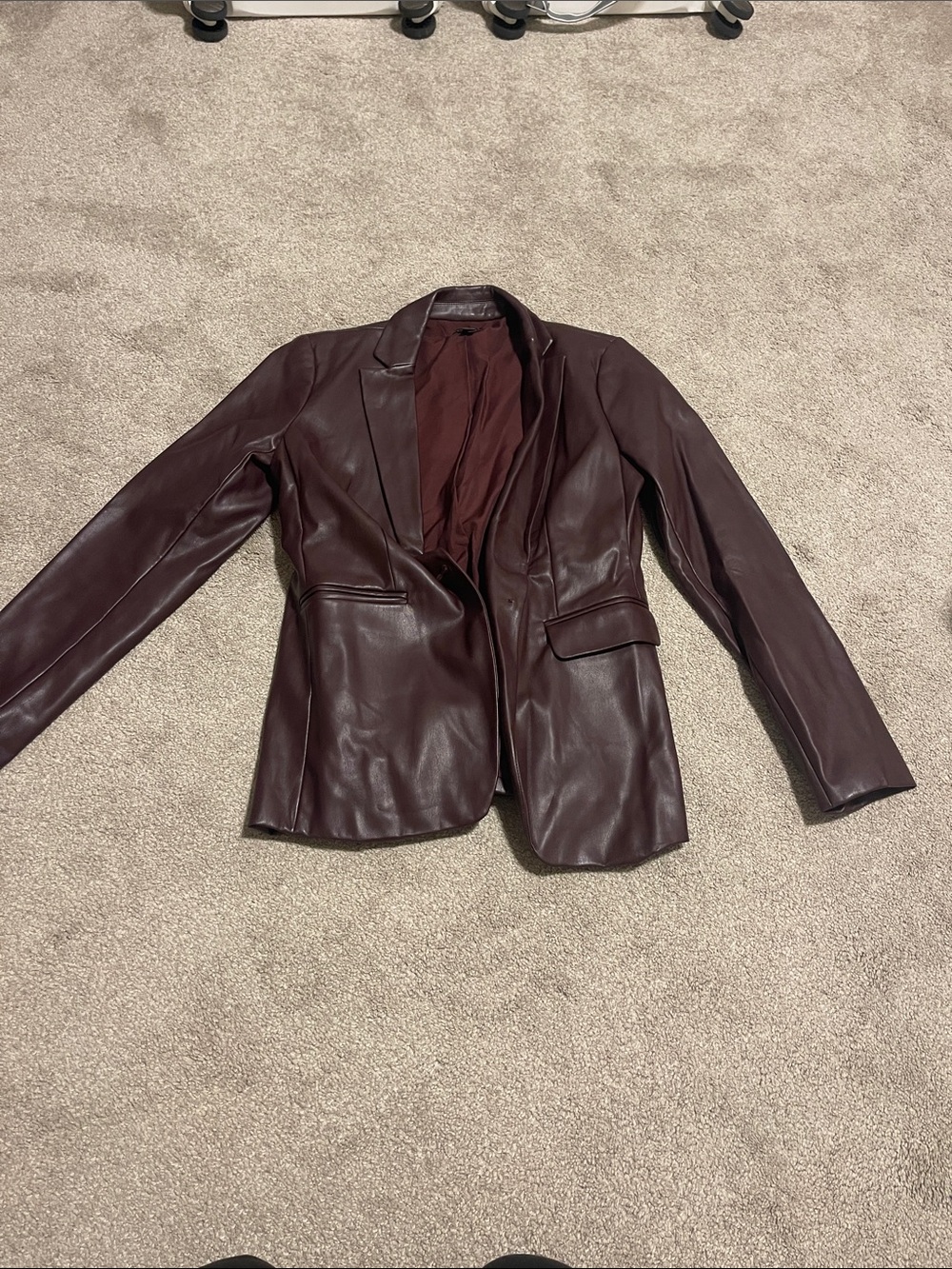 Like new Ann Taylor burgundy faux leather blazer 4
